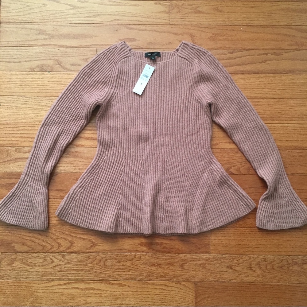 Ann Taylor Bell Sleeve Peplum Sweater